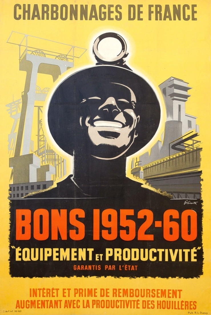affiche-charbonnages-lecomte-1952 Affiche Bons charbonnage - Collection Maison de l'Epargne